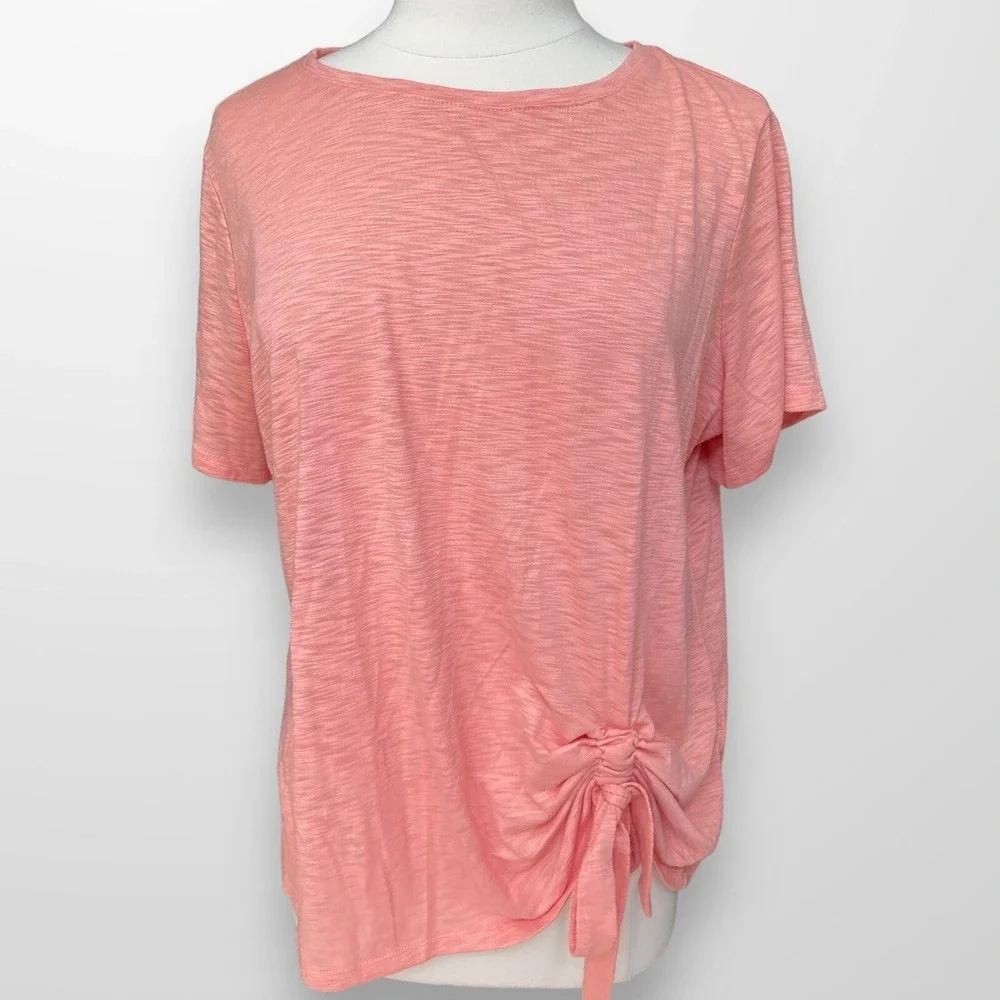 INC International Concepts 1X‎ Top Shirt Short Sleeve Stretch Casual Peach